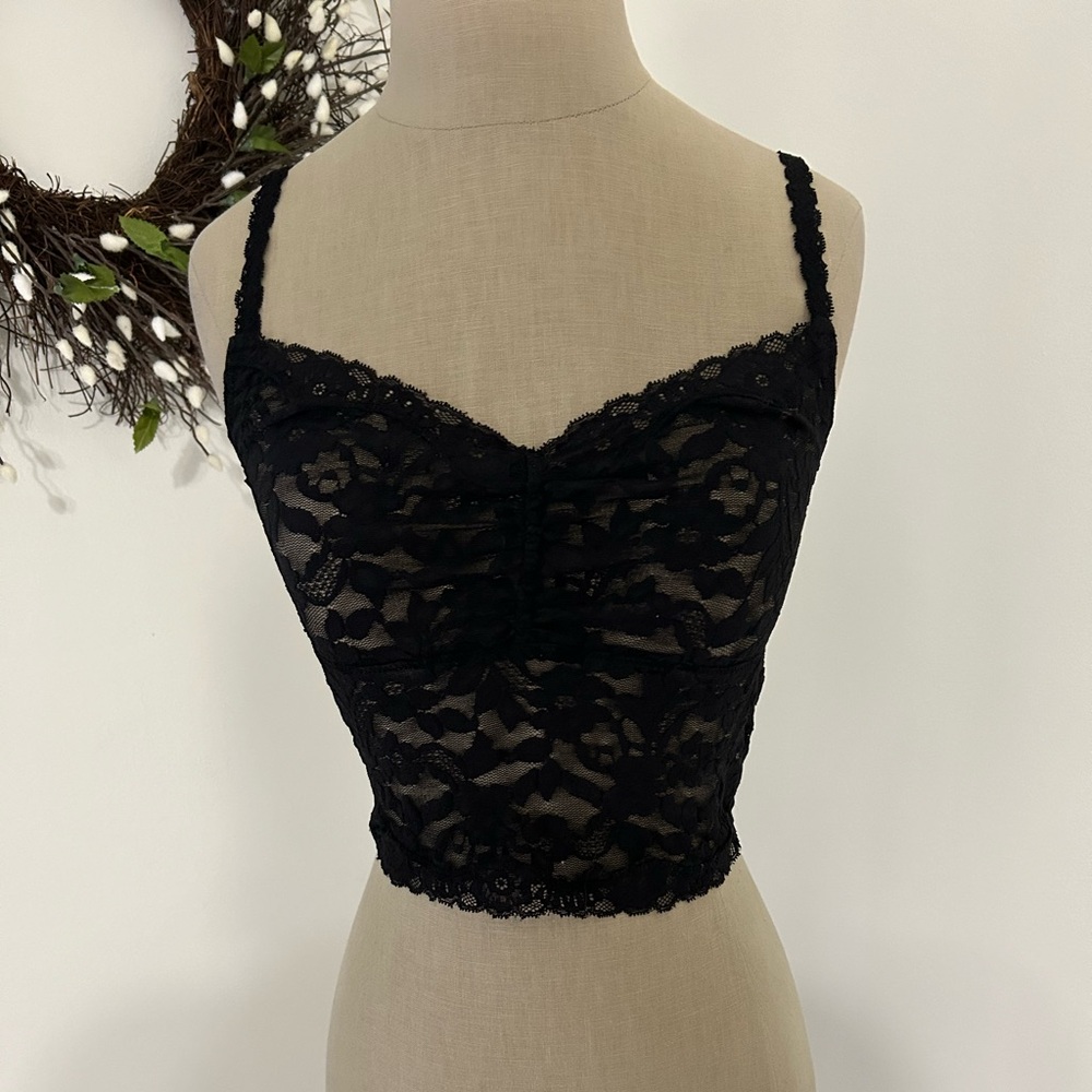 Moda International black lacy crop tank